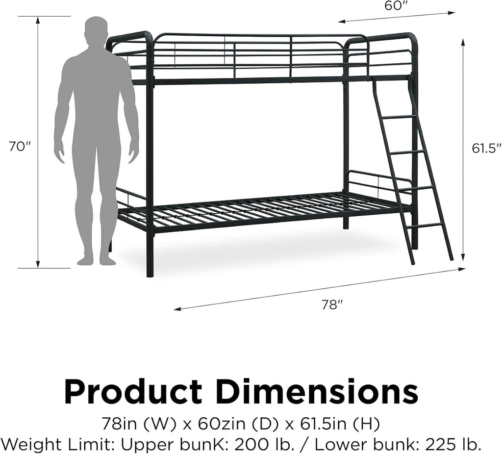 DHP Dusty Twin Over Full Metal Bunk Bed, Off White