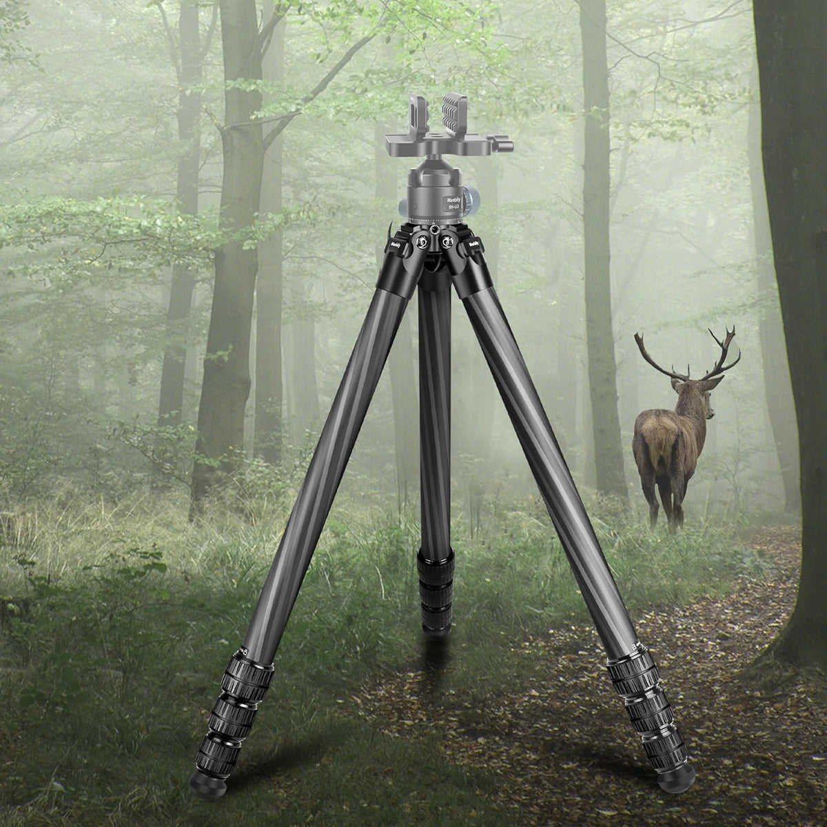 Hunting tripod, equipped with 44mm ball head and Aka Swiss and Picatinny adapters, 62.2-inch heavy-duty stable tripod, suitable for shooting, hunting and outdoor activities