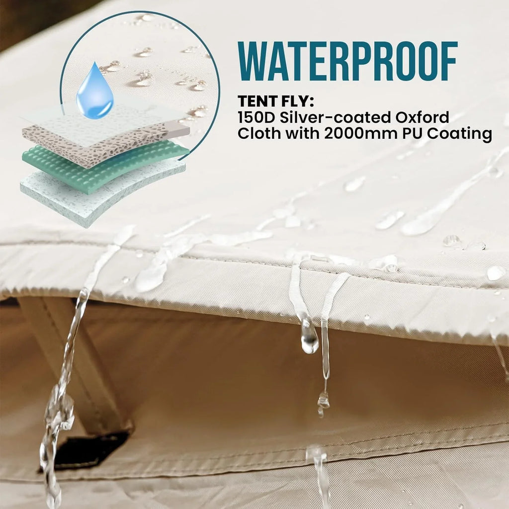 Portable inflatable camping tent, equipped with a manual pump, suitable for 3/4/6 people, easy to set up, suitable for outdoor activities. This inflatable outdoor waterproof Oxford canvas tent is suitable for family camping and is suitable for adults
