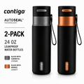 Contigo AUTOSEAL 24 oz Insulated Water Bottle 2-Pack  Black with Bronze & Black with Gunmetal