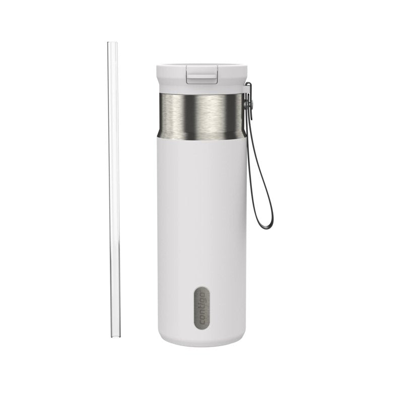 Contigo SnapSeal 20 oz Leakproof Stainless Steel Water Bottle with Reusable Straw, Vacuum-Insulated for Hot & Cold Drinks, Spill-Proof AutoClose Opening, BPA-Free & Lead-Free, Dishwasher Safe