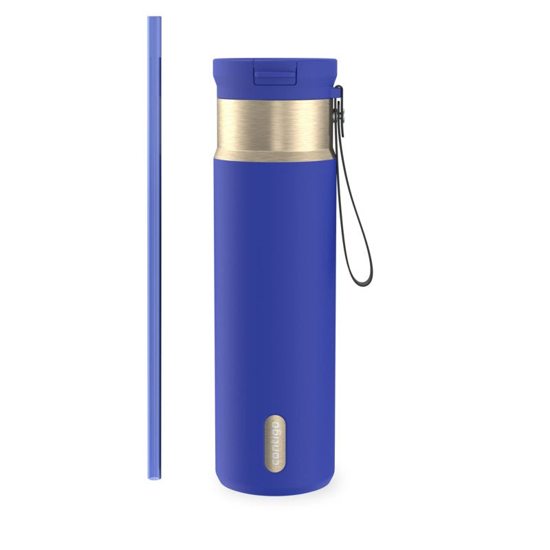 Contigo SnapSeal 24 oz Leakproof Stainless Steel Water Bottle with Carrying Strap and Reusable Straw
