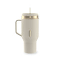 Contigo 30 oz Stainless Steel Water Bottle Tumbler with Straw – Leak-Proof Insulated Travel Mug, Reusable Water Bottle, Side Handle, Cream/Champagne