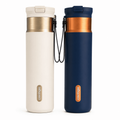 Contigo Stainless Steel Water Bottles 24 oz, Leakproof Insulated, SnapSeal & Dual Sip Lid, 2-Pack (Oatmilk/Champagne & Abyss Blue/Bronze)