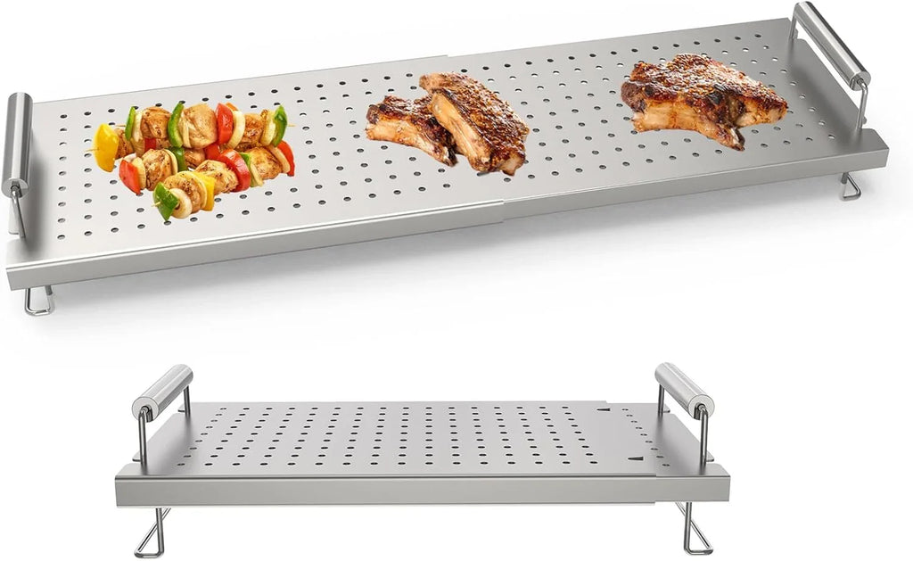 Adjustable baking pan heating/cooling rack, suitable for Blackstone baking pan accessories, with dimensions of 17 inches, 22 inches, 28 inches, 36 inches. Universal stainless steel heating tray/heating rack shelf/heater