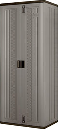 72-Inch Platinum Resin Storage Cabinet with Durable Double-Wall Construction, and Metal-Reinforced Shelves for Basement, Utility Room and Garage Storage, Platinum, Made in the USA