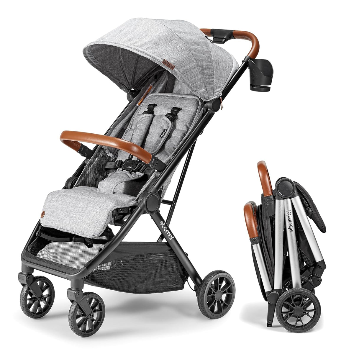 V2 Compact Baby Stroller - Premium vegetarian leather material, one-handed folding, infinitely adjustable tilt angle, aerospace-grade aluminum frame, oversized sunshade, spacious storage space, folding umbrella-style baby stroller - Desert Berry Colo