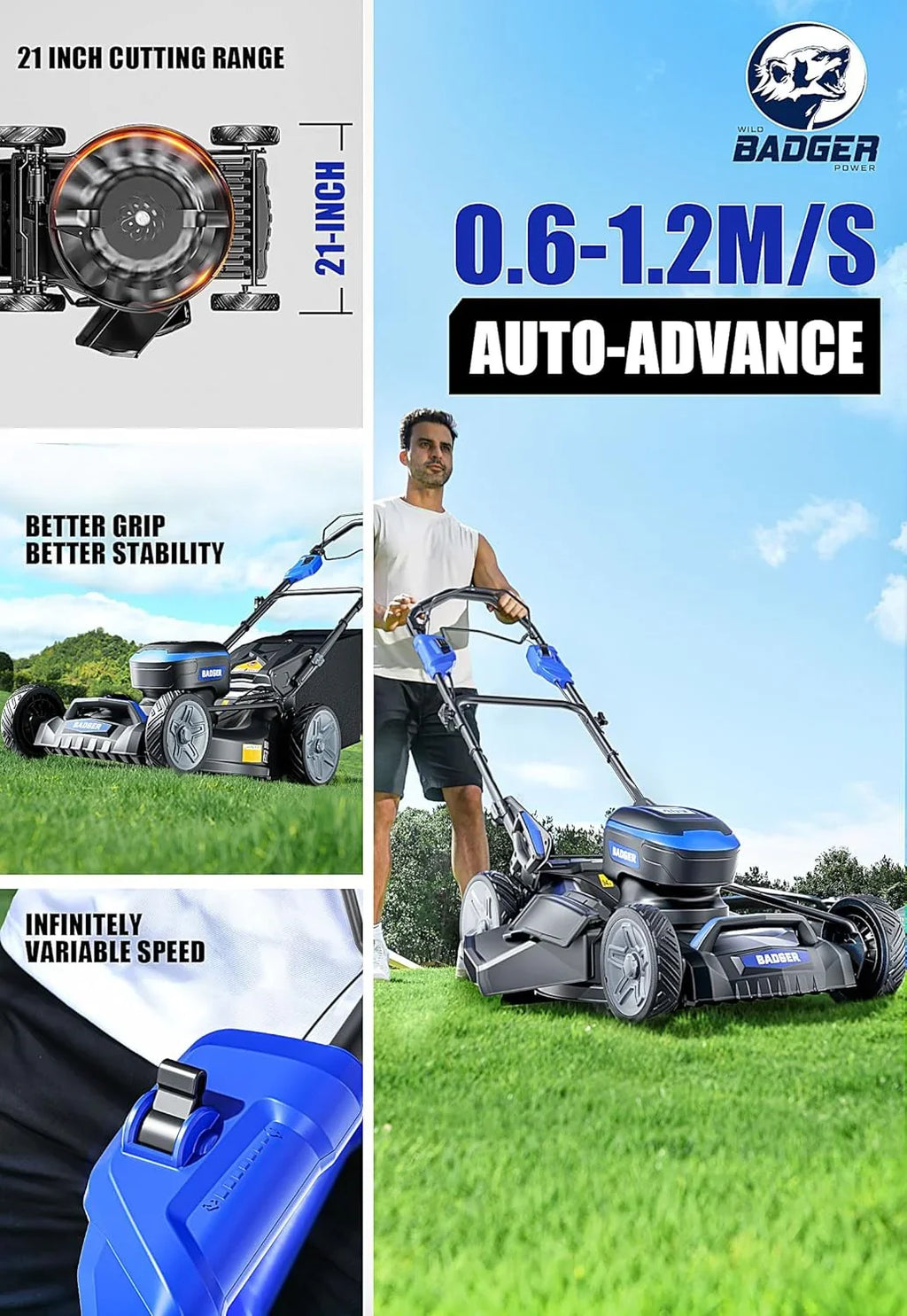 Lawn Mower 40V Brushless 18" Cordless, 5 Cutting Height Adjustments Electric Lawn Mower, Quickly Folding Within 5’s, 4.0AH Battery and Super Charger Included.