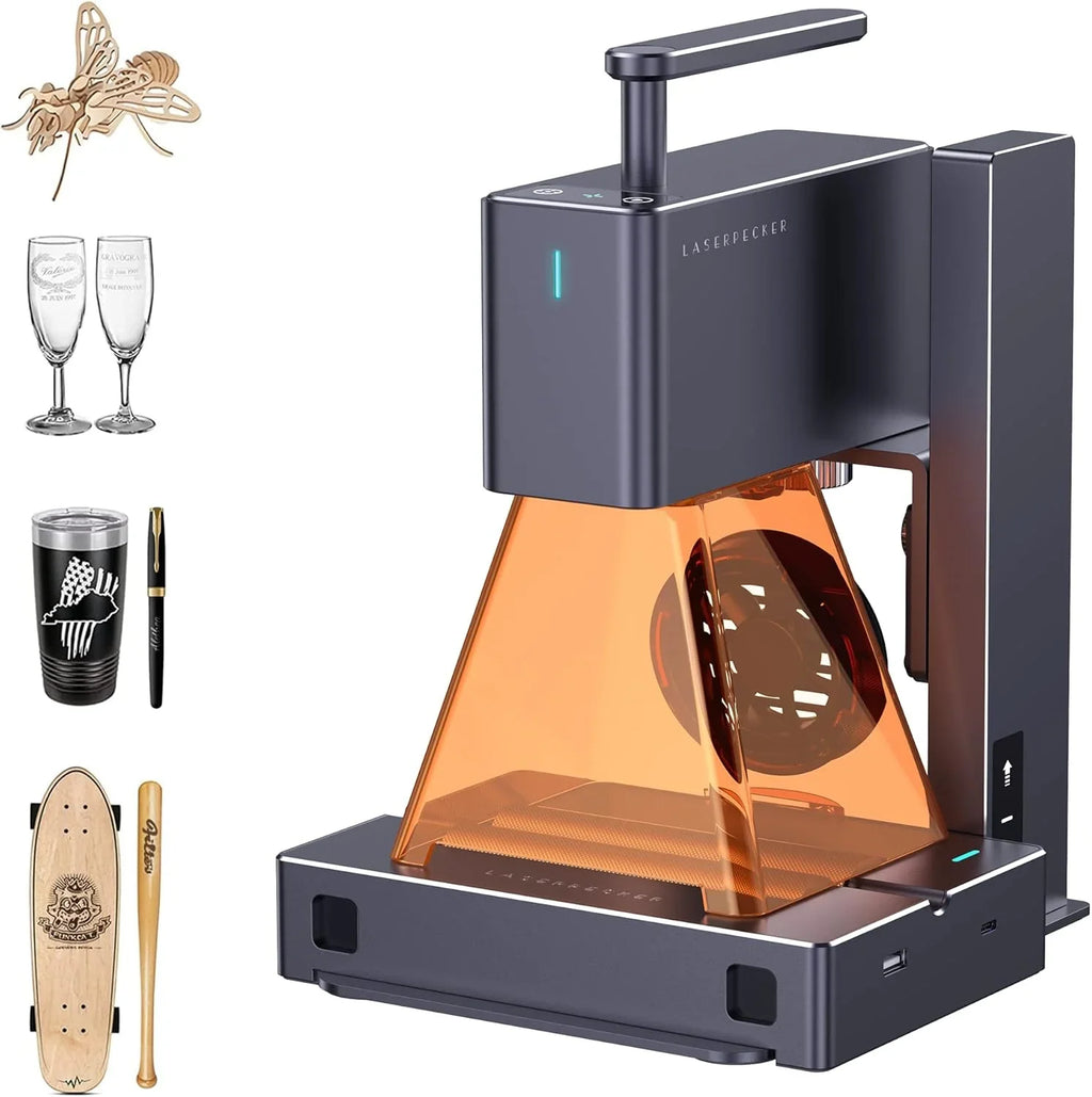 Light engraving machine, with wheels, portable and handheld laser engraving machine, suitable for engraving on wood, metal, leather and plexiglass. Laser cutting kit, equipped with multi-functional rotating wheels.