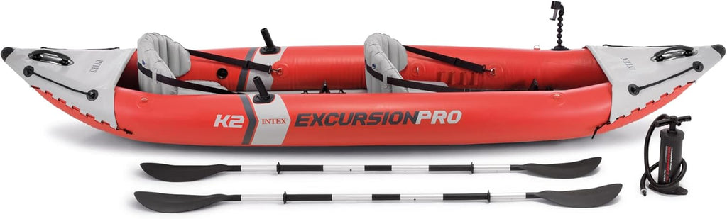 Excursion Pro Inflatable Kayak Set and Accessory Kit, Air Pump, and Carry Bag for Lakes and Rivers