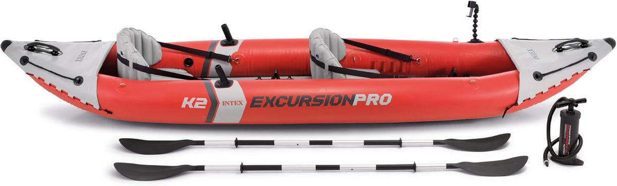 Excursion Pro Inflatable Kayak Set and Accessory Kit, Air Pump, and Carry Bag for Lakes and Rivers