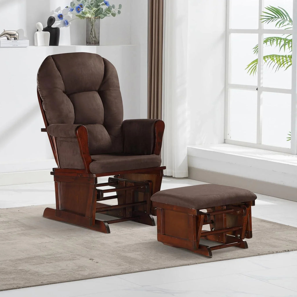 Lennox Furniture Glider Rocker Combo Espresso Beige