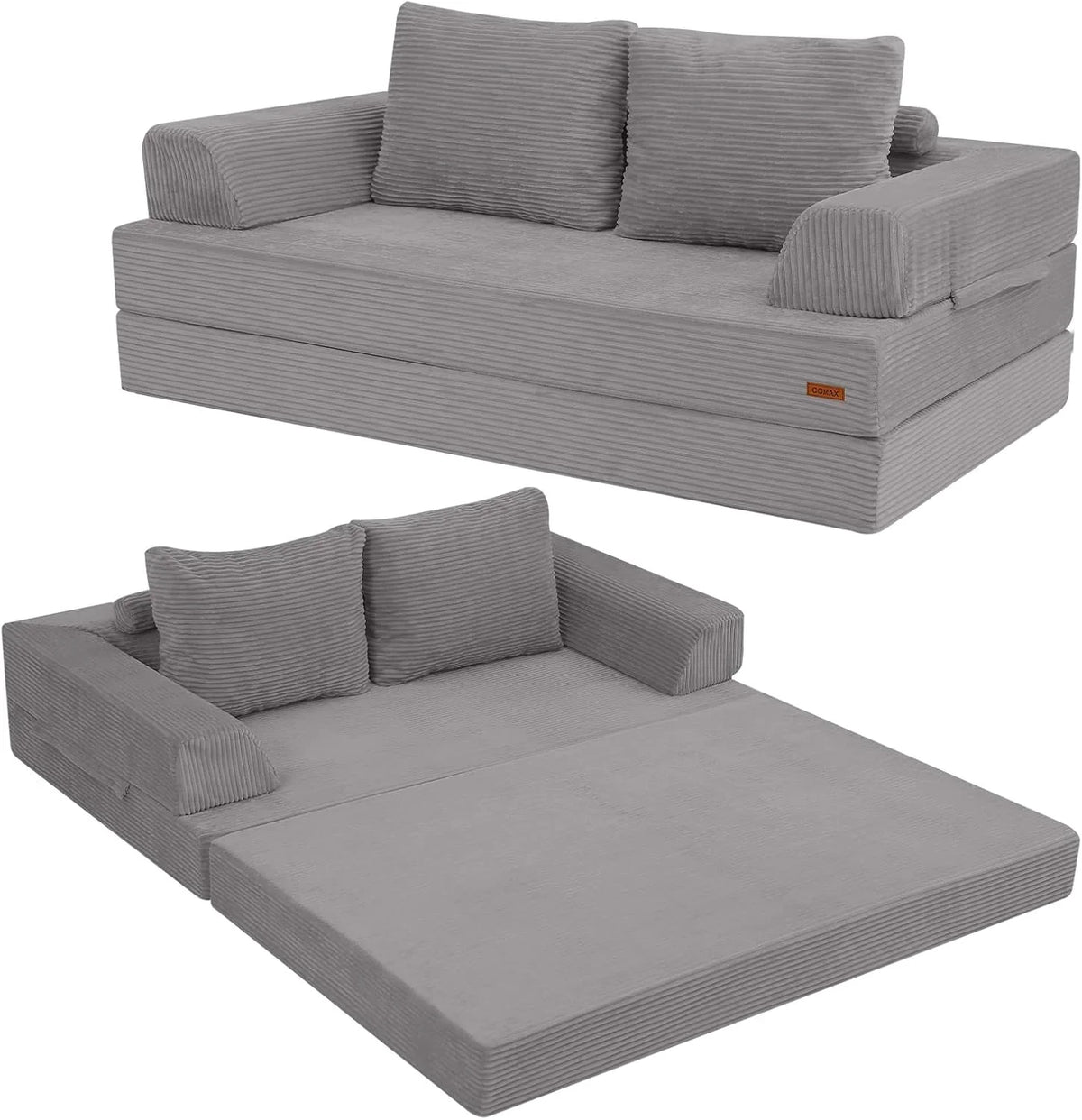 Foldable sofa bed (large size), foldable floor sofa, denim foldable sofa bed as a sleeping mattress, with pillows, boneless sofa, comfortable and relaxing double seat, suitable for living room and bedroom, navy blue color