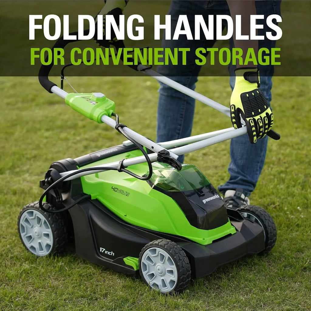 40V 17" Cordless (Push) Lawn Mower (75 Compatible Tools), 4.0Ah Battery and Charger Included