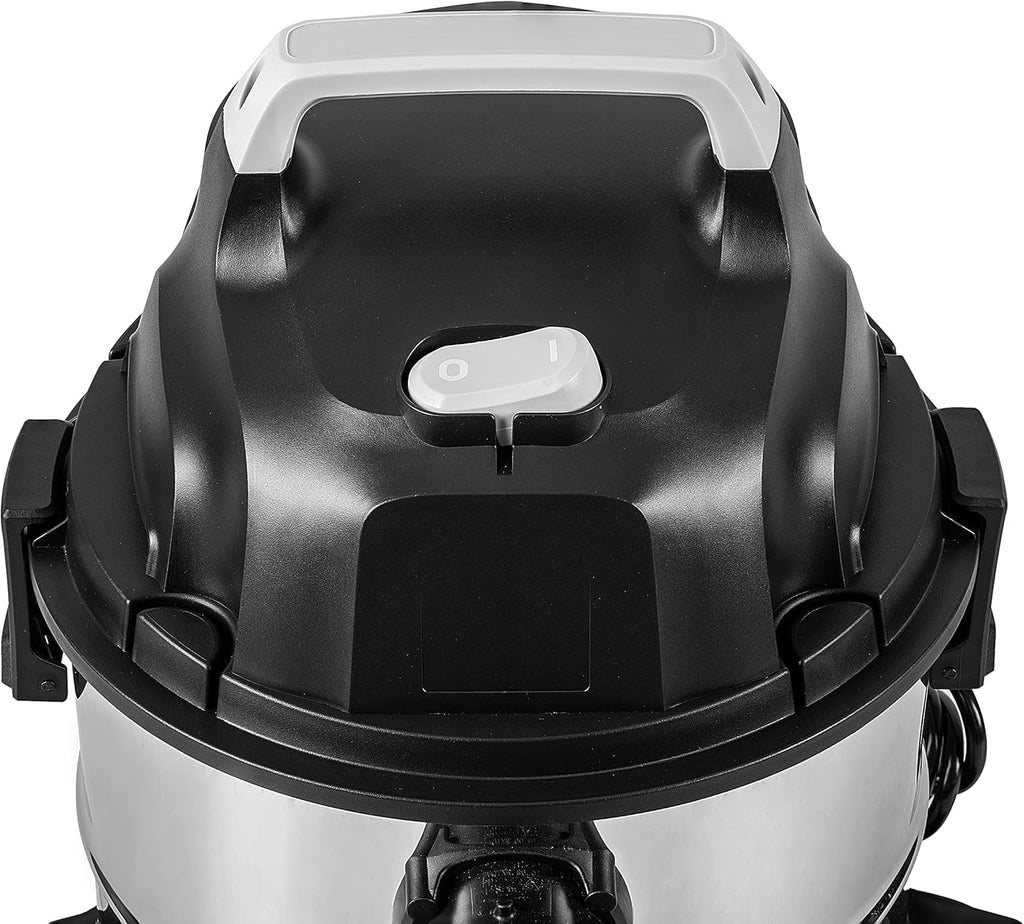 Basic type wet-dry dual-purpose vacuum cleaner, 4-gallon capacity for home use, 3 horsepower, stainless steel material, gray/black