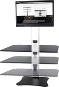 High-position electric triple monitor adjustable desk | Sit-stand dual-purpose work desk for three screens | 28-inch wide work surface | Compatible with any standard desktop | Adjustable monitor stand