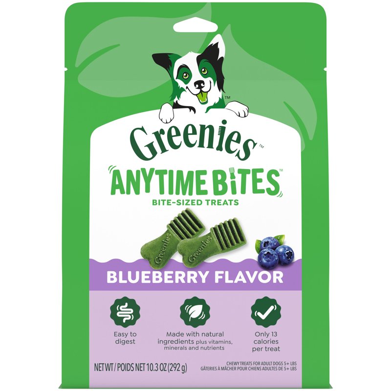 Greenies Anytime Bites Blueberry Flavor Dog Treats, 10.3 Oz Bag
