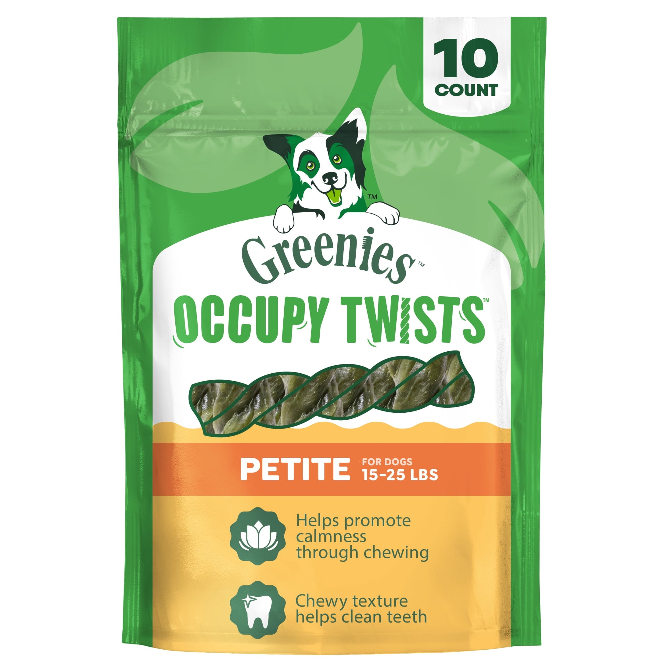 Greenies Occupy Twists Natural Dog Treats Petite Size, Chicken Flavor, 8.75 oz. Pack, 10 Count