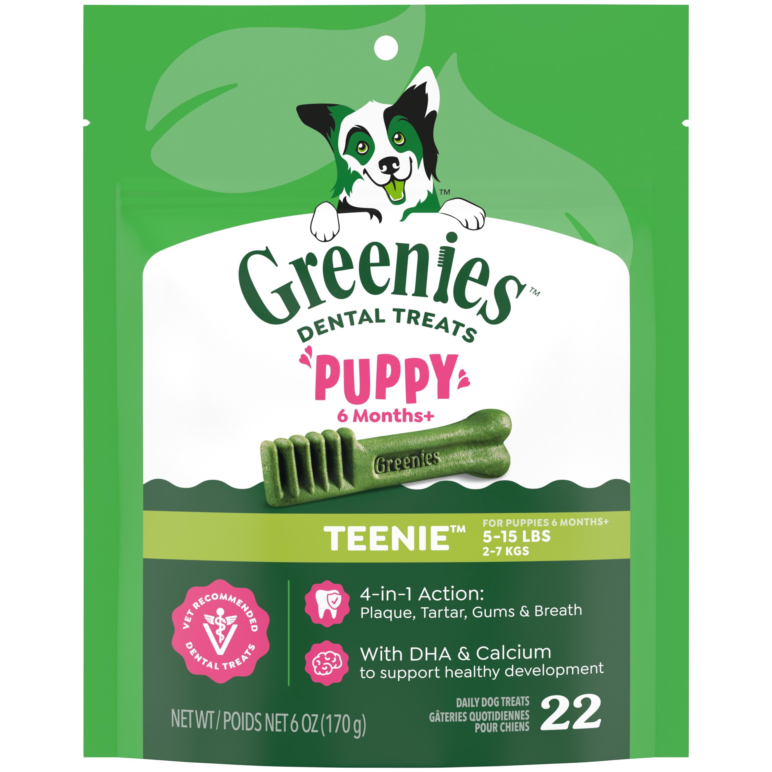 Greenies Natural Dental Puppy Treats Teenie Size, Chicken Flavor, 6 oz Pack (22 Count)
