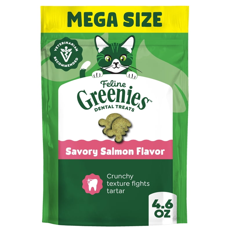 Greenies Feline Savory Salmonflavor Adult Natural Dental Cat Treats, 4.6 Oz Pouch