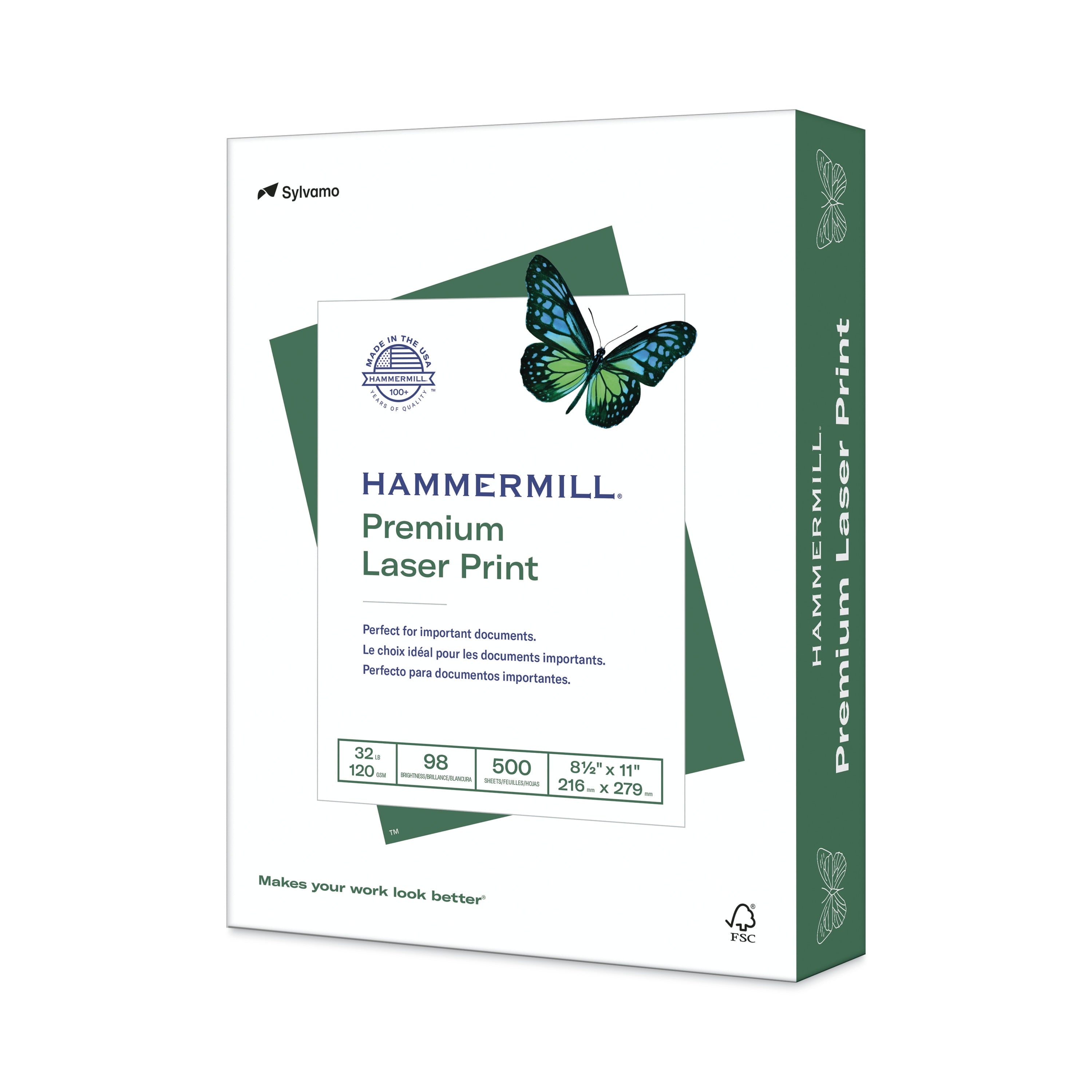 32lb Premium Laser Print, 8.5x11, White, 1 Ream, 500 Sheets