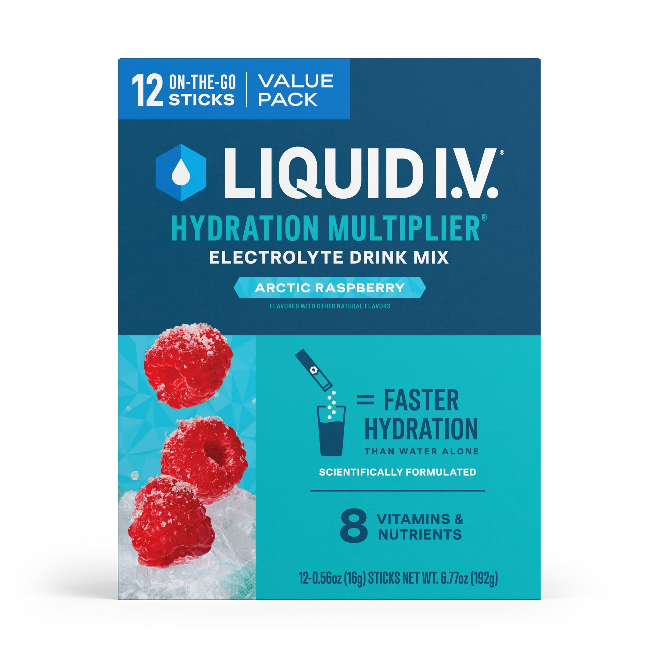 Liquid I.V. Arctic Raspberry Hydration Multiplier Powdered Electrolyte Drink Mix, 12 Count Packets