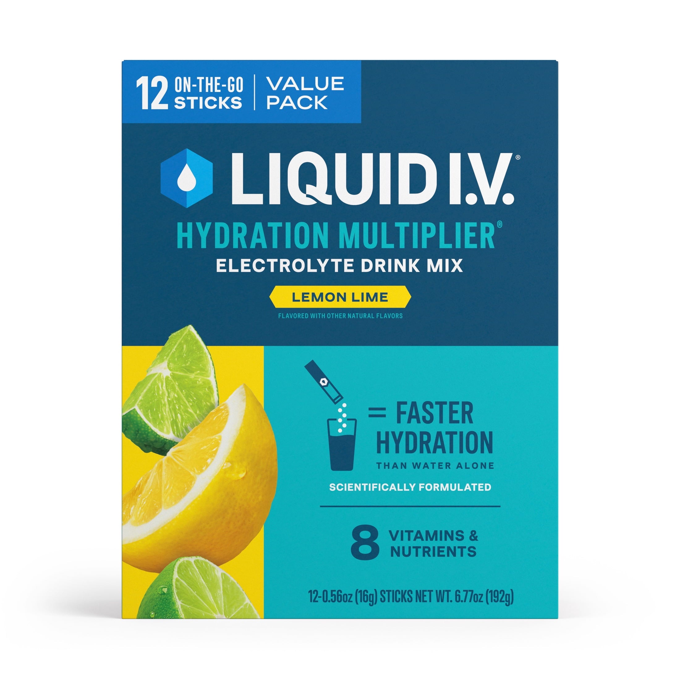 Liquid I.V. Lemon Lime Hydration Multiplier Powdered Electrolyte Drink Mix, 12 Count Packets