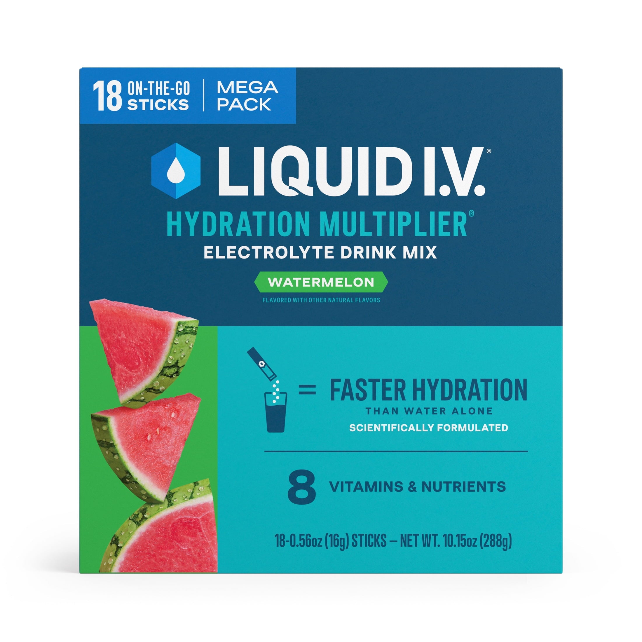 Liquid I.V. Watermelon Hydration Multiplier Powdered Electrolyte Drink Mix, 18 Count Packets