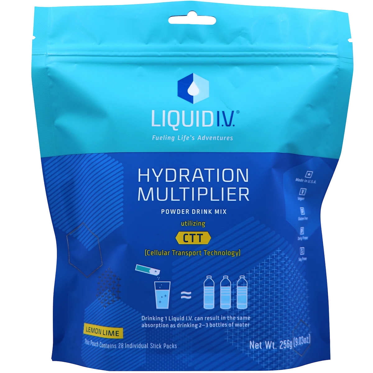 Liquid I.V. Hydration Multiplier, 28 Individual Serving Stick Packs in Resealable Pouch {limon flavor}