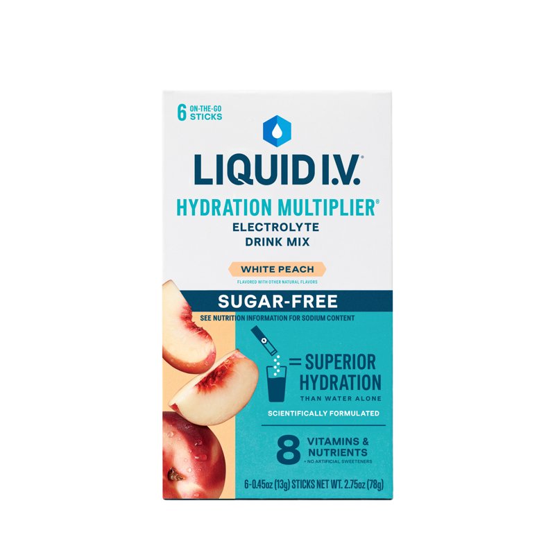 Liquid I.V.® White Peach Hydration Multiplier® Sugar-Free Electrolyte Powder Drink Mix, 6 Count Packets