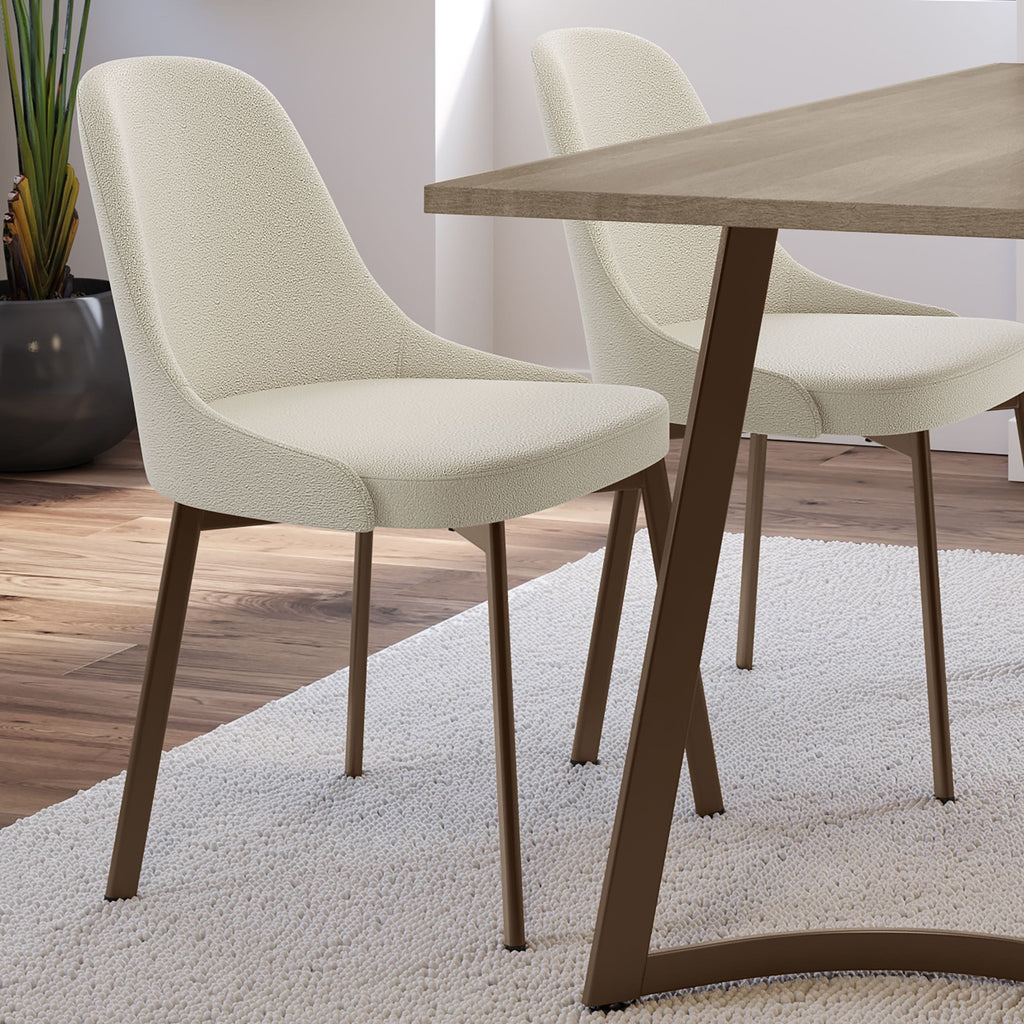 Amisco Harper Upholstered Dining Chair, Boucle Polyester Fabric & Bronze Metal Frame