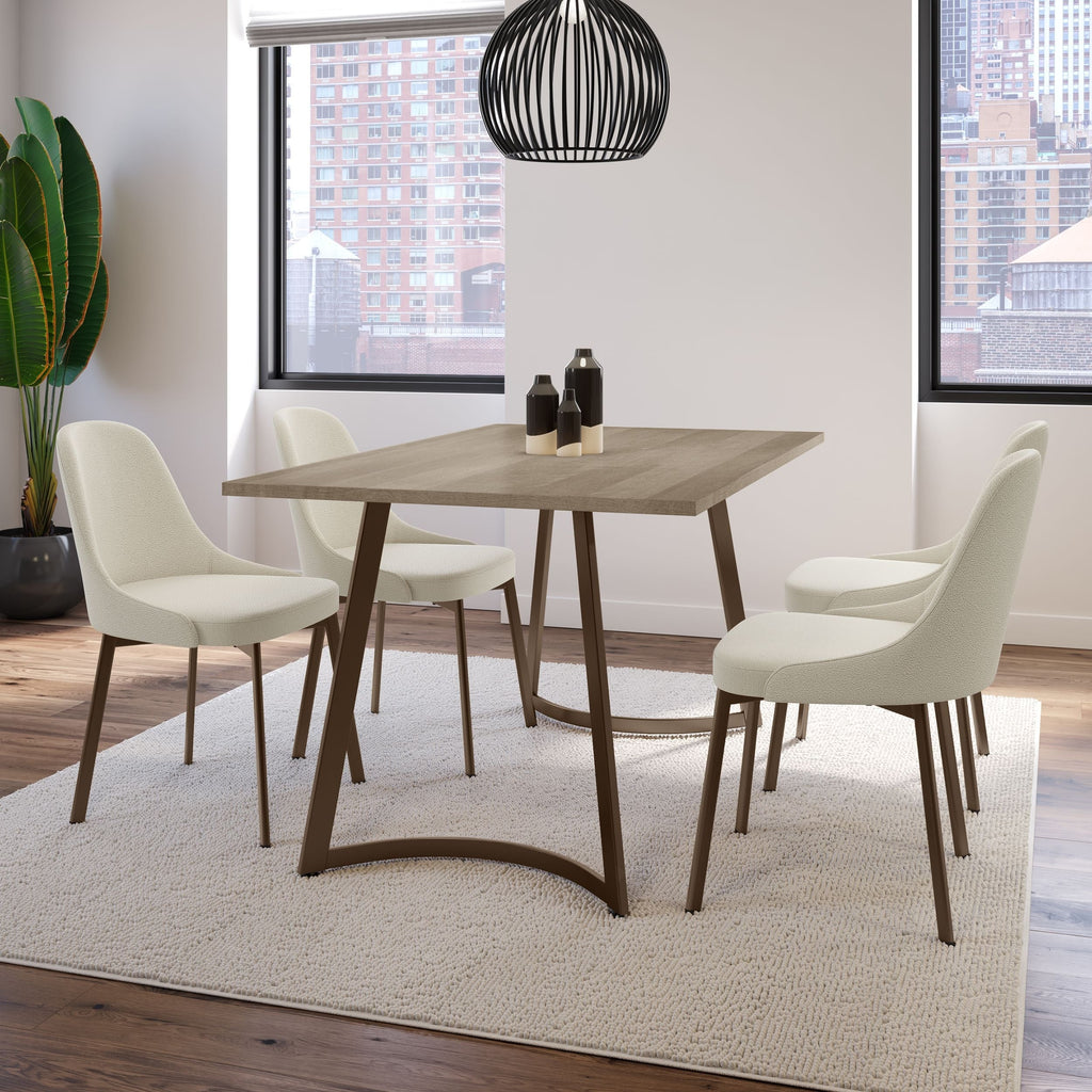 Amisco Harper Upholstered Dining Chair, Boucle Polyester Fabric & Bronze Metal Frame