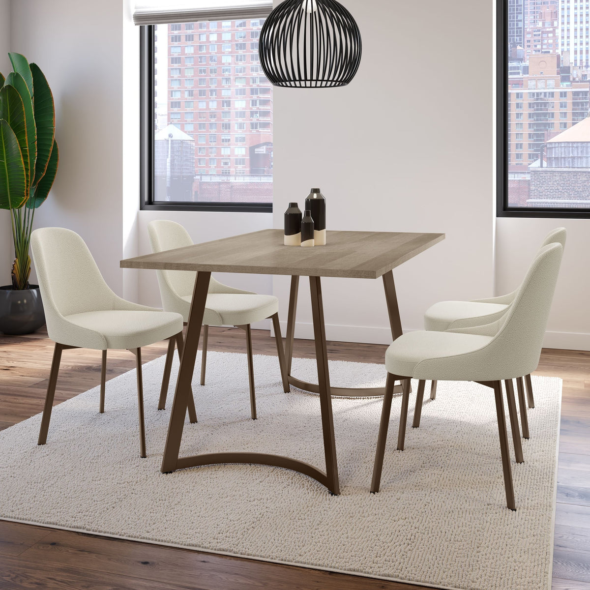 Amisco Harper Upholstered Dining Chair, Boucle Polyester Fabric & Bronze Metal Frame