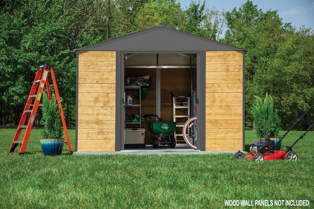 Arrow Ironwood Steel Hybrid Shed Kit, Anthracite, 10-ft x 8-ft