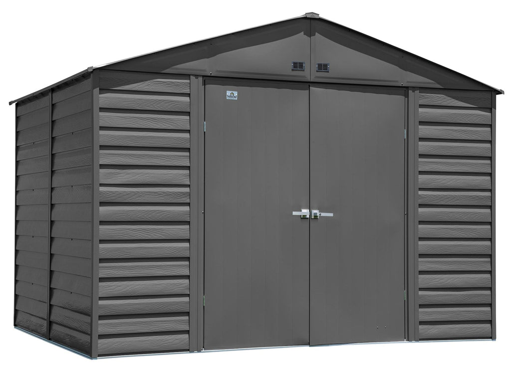 Arrow Select Galvanized Steel Storage Shed, Charcoal, 10-ft x 8-ft