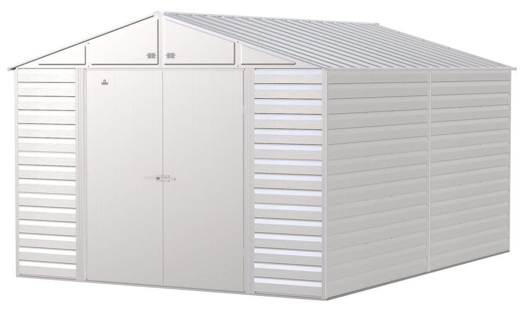 Arrow Select Galvanized Steel Storage Shed, Flute Grey, 10-ft x 14-ft