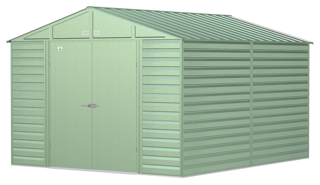 Arrow Select Galvanized Steel Storage Shed, Sage Green, 10-ft x 12-ft