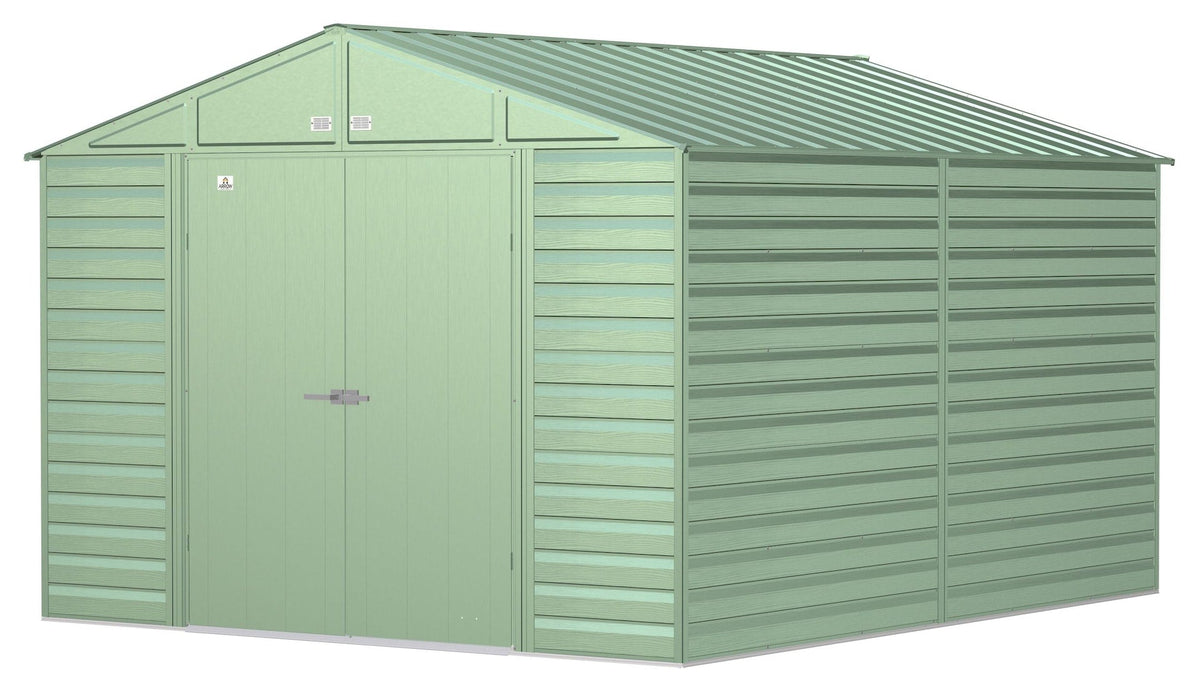 Arrow Select Galvanized Steel Storage Shed, Sage Green, 10-ft x 12-ft