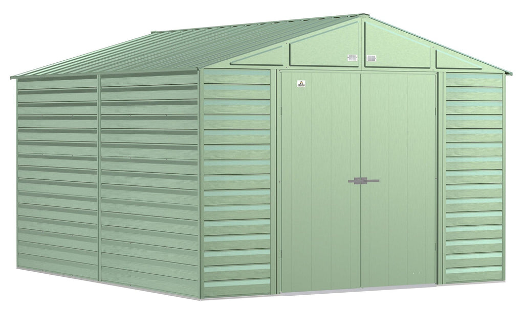 Arrow Select Galvanized Steel Storage Shed, Sage Green, 10-ft x 12-ft