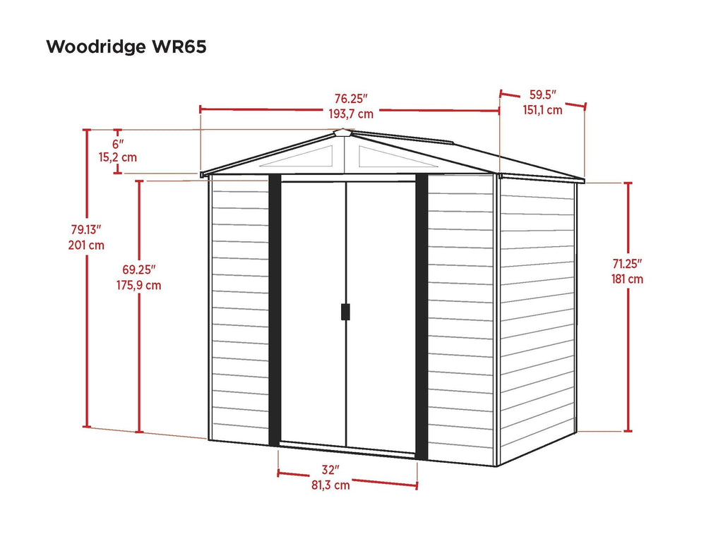 Arrow Woodridge 6x5-ft Corrosion-Resistant Steel Storage Shed