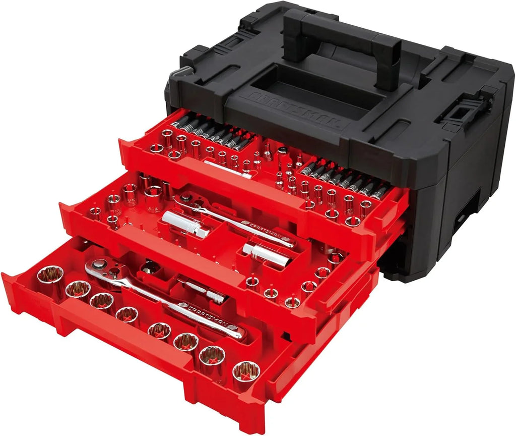 262-Piece Mechanic Tool Set, Master Socket Set with 3-Drawer VERSASTACK Tool Box, SAE/Metric Set (CMMT45309)