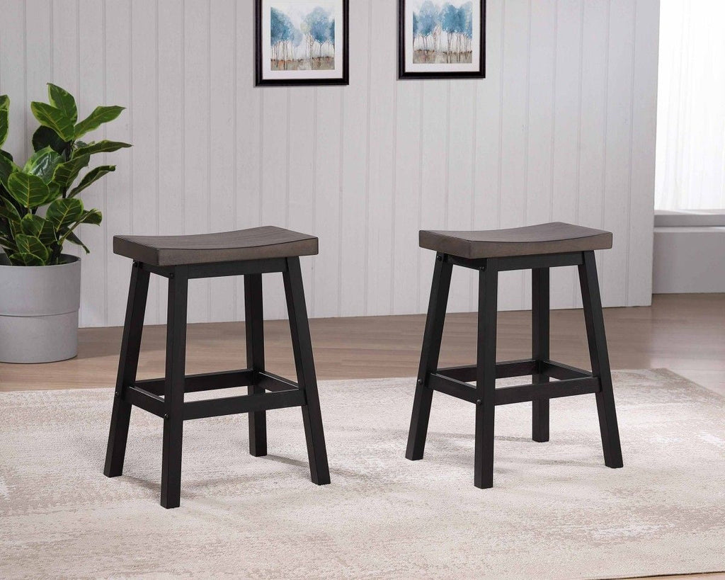 Brassex Arnold Oak/Dark Grey Counter/Bar Stool with Back Rest, 2-pc