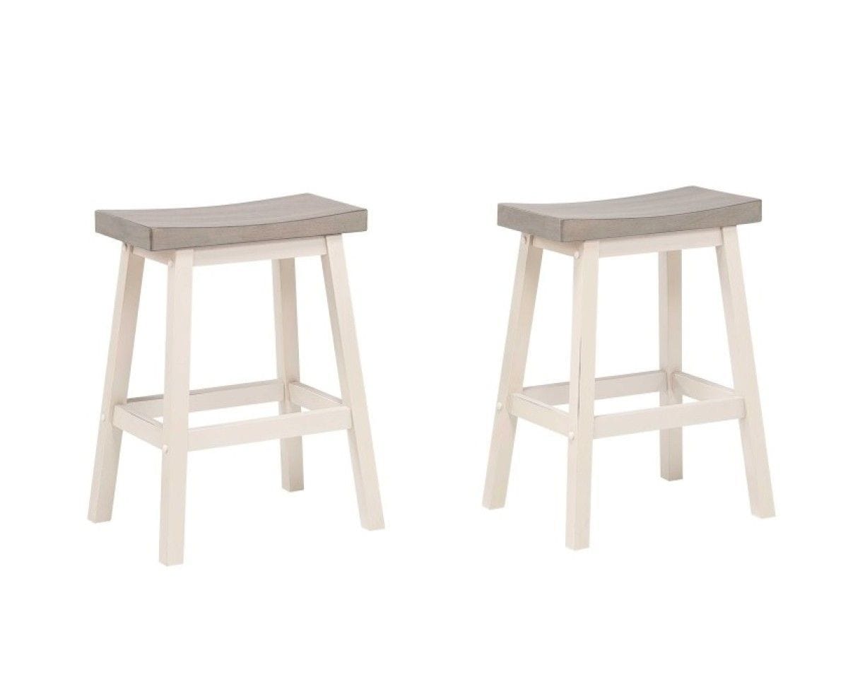 Brassex Asher Grey/White Backless Counter/Bar Stool, 2-pc