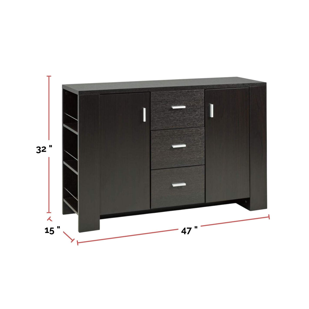Brassex Ashton Freestanding Dining Buffet/Server with Storage, Dark Cherry