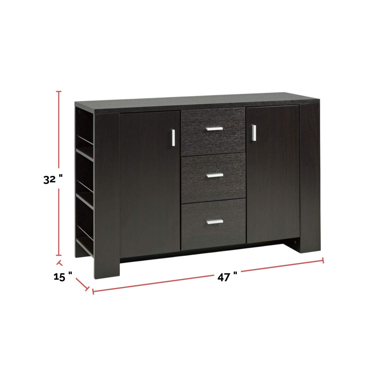 Brassex Ashton Freestanding Dining Buffet/Server with Storage, Dark Cherry