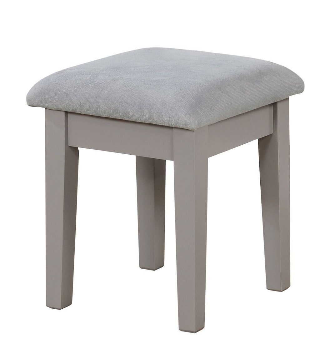 Brassex Cece 1-Drawer Grey Dressing Table Makeup Vanity Set with Stool and Mirror
