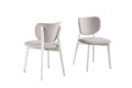 Brassex Dua Cream Fabric Upholstered Dining Chair with Curved Backrest, 2-pc