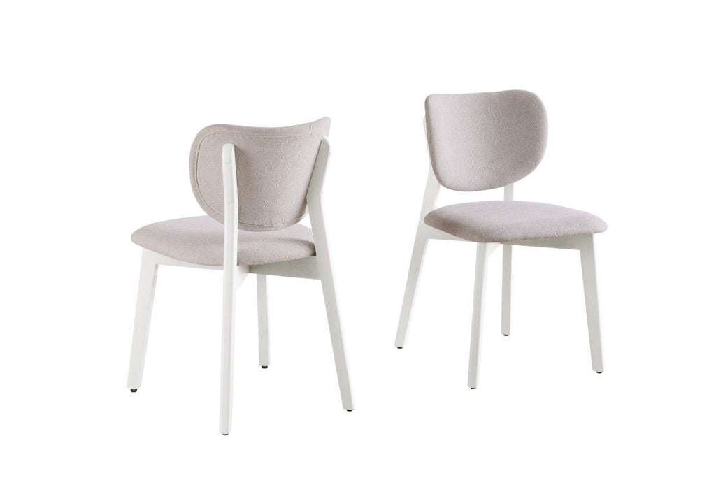Brassex Dua Cream Fabric Upholstered Dining Chair with Curved Backrest, 2-pc