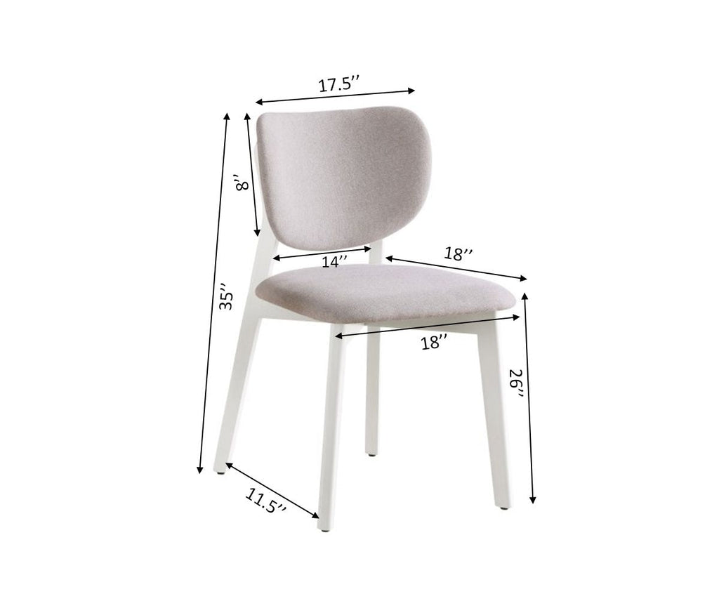 Brassex Dua Cream Fabric Upholstered Dining Chair with Curved Backrest, 2-pc