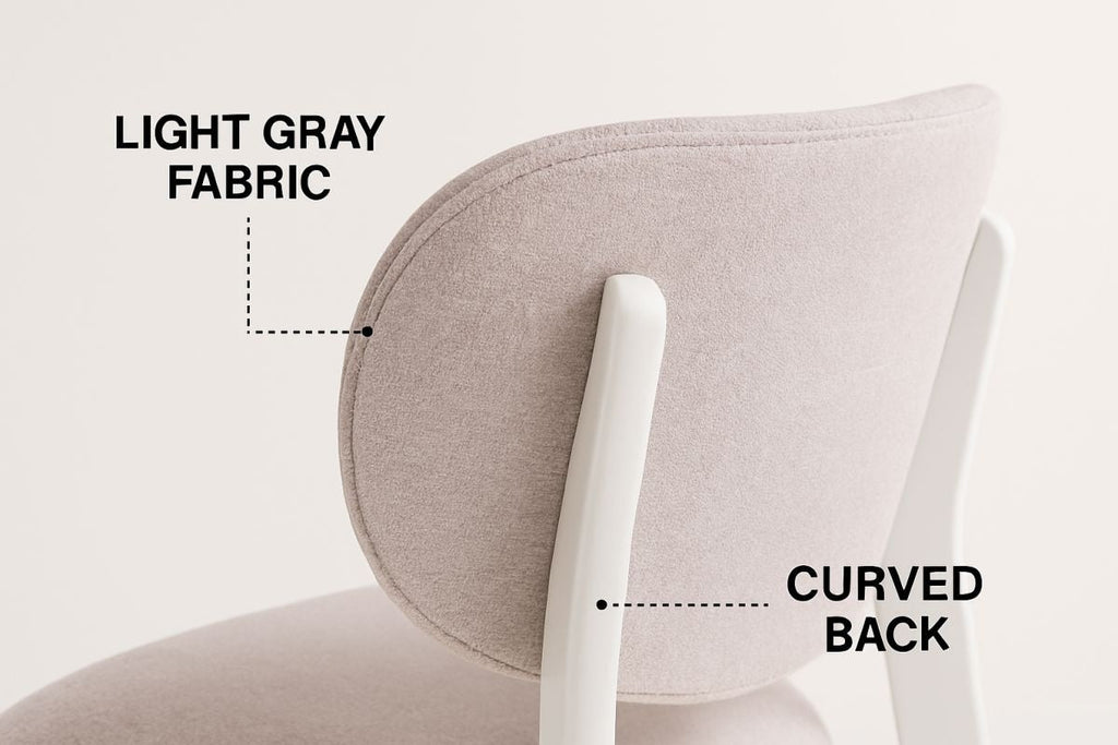 Brassex Dua Cream Fabric Upholstered Dining Chair with Curved Backrest, 2-pc